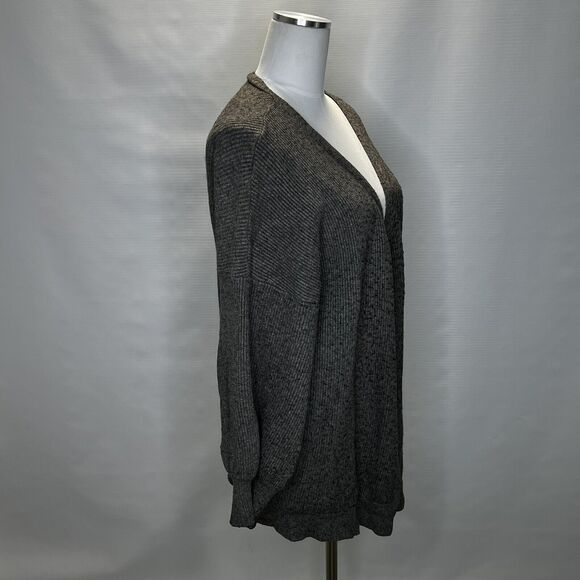 DREAMERS by Debut Womens Large Gray Open Front Balloon Sleeve Cardigan Sweater - Picture 2 of 8